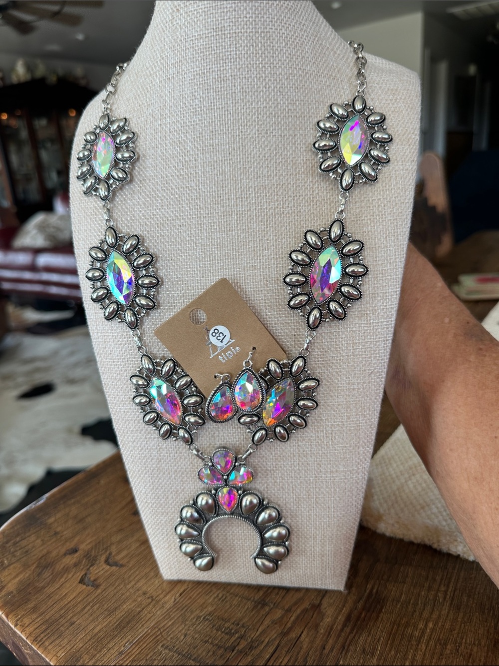 Iridescent Statement Squash Necklace - Women Jewelry Silver Tone